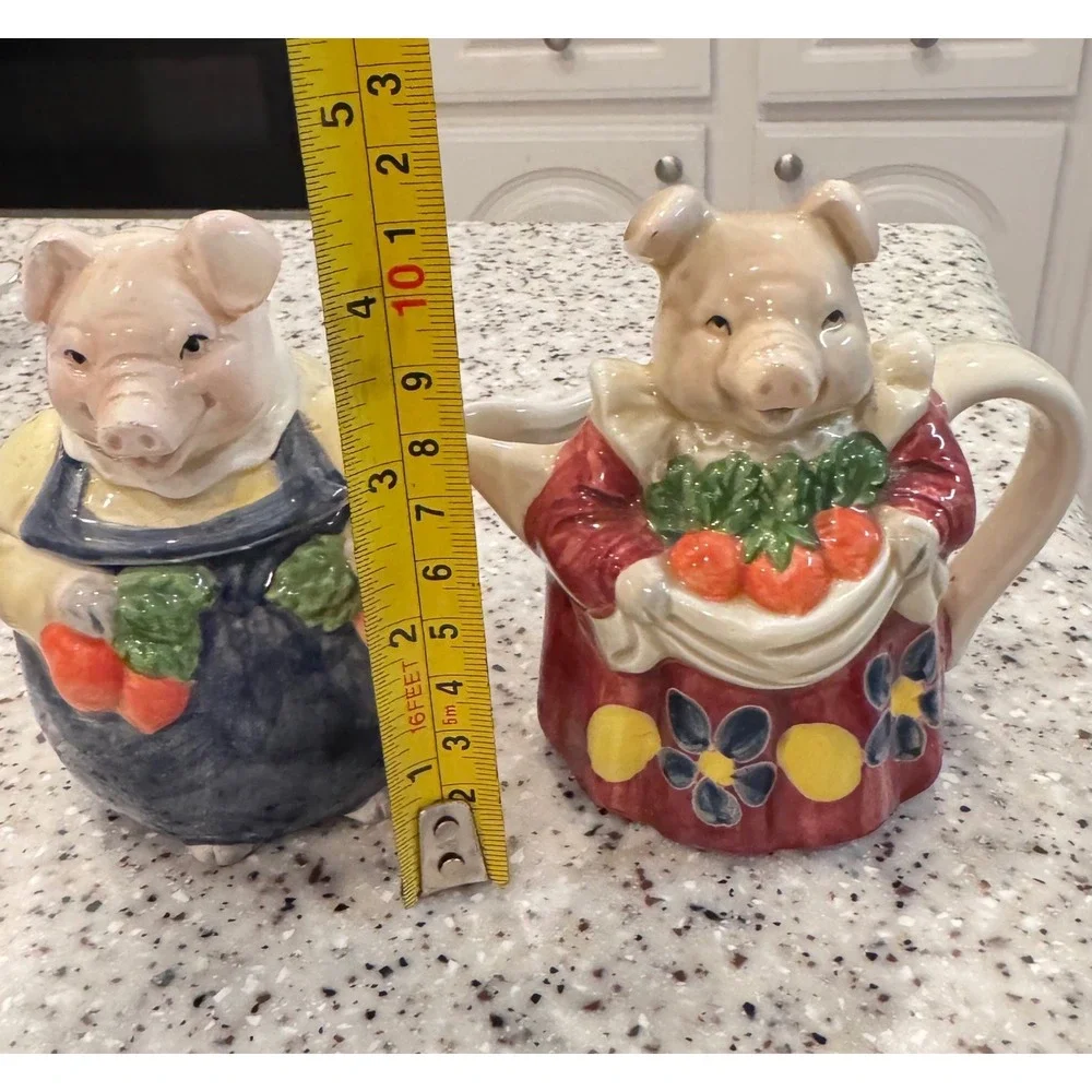 Edith Otagiri Collection Pig Farmer Creamer Sugar‎ Bowl Ceramic Male has chips